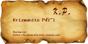 Krizmanits Pál névjegykártya